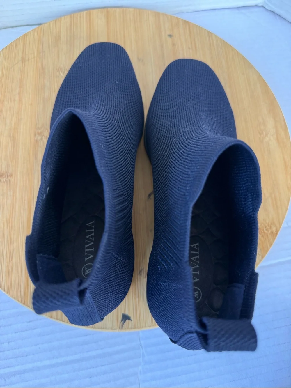 Vivaia Ryan Pro Square Toe Ankle Boots Women 37 7 Blue Navy Water-Repellent knit